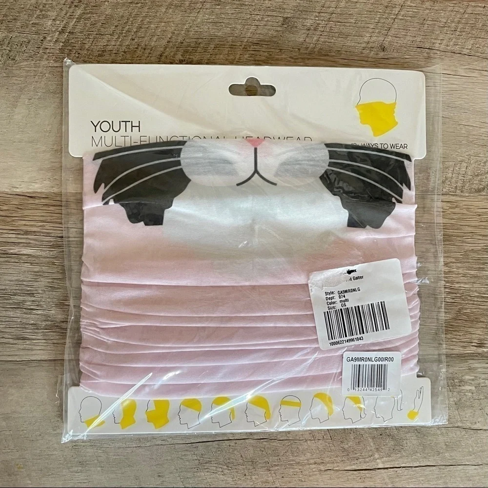 🌺 Bioworld Kids Kitten Graphic Print Pink Gaiter Balaclava